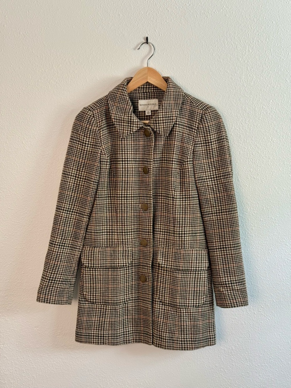 Banana Republic Houndstooth wool blend coat size XS